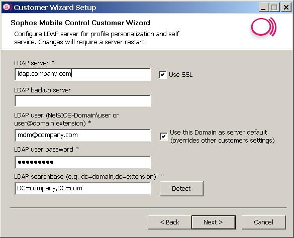 Installation guide If you have selected Configure LDAP and Self Service Portal for this customer, click Next and continue with step 4.