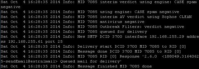 Tailing Logs Using mail_logs From the CLI, use tail mail_logs to watch what is happening when you send test messages through the ESA