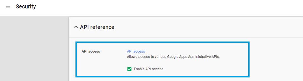 Chapter 3: Google Sync Implementation Enable the Google API In order for Workspace ONE to provision users' passcodes, the Google API must be enabled using the Google control panel.