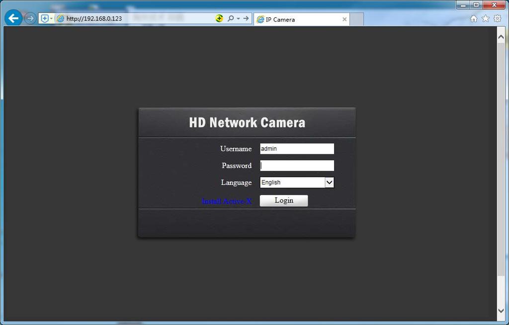 Working with Internet Explorer To access the camera s web interface, type in the IP camera s IP address in Internet Explorer s URL bar, click install active-x plug-in when prompted.