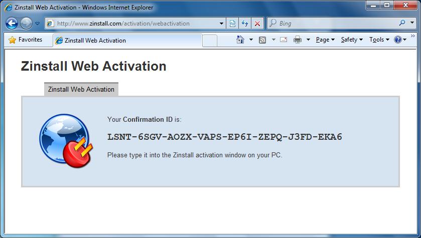 3. In browser Web Activation form, enter the Activation ID, Serial Number and email as they are