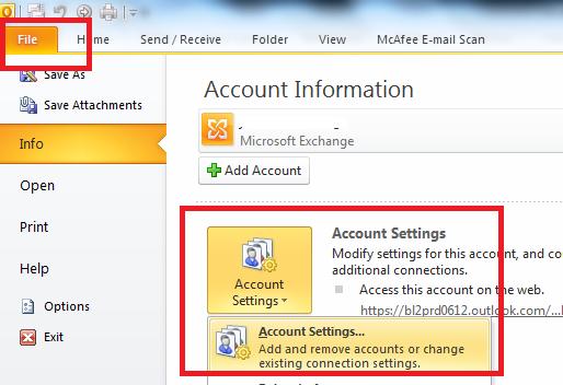 EMAIL: How Do I Open a Folder that has been Shared? To open a shared folder: Click on the File tab and then click Account Settings and Account Settings from the list that appears.