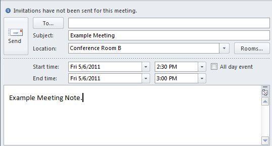 Type a note about your meeting in the large text box.