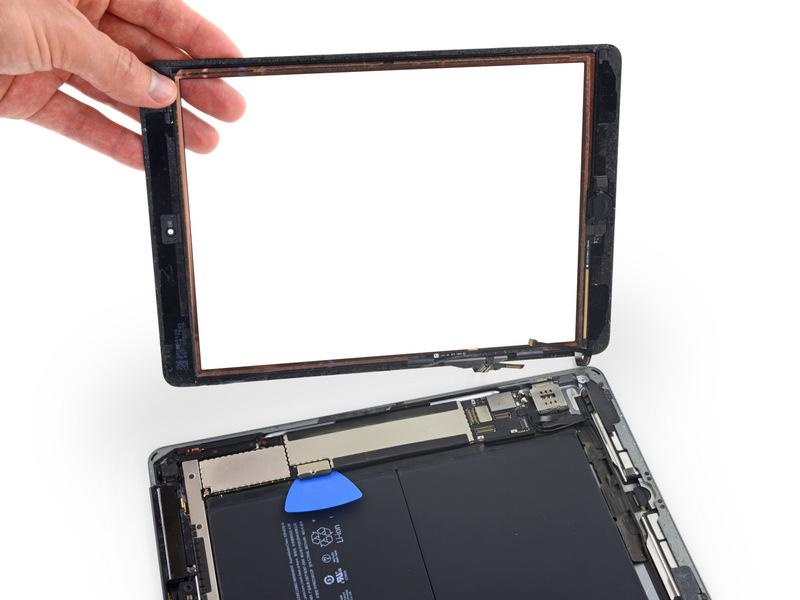 Step 42 Remove the front panel assembly. If the home button ribbon cable sticks to the ipad's rear case, don't try to force it.