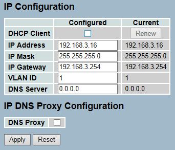 Figure 2-3.1: The IP configuration Parameter Description DHCP Client: Enable the DHCP client by checking this box. If the DHCP fails and the configured IP address is zero, the DHCP will retry.