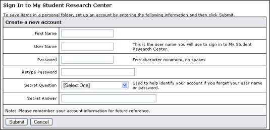 Setting Up a Personal Account You can set up a personal account that you can use to save search results, persistent links to searches, saved searches, search alerts, and web pages to your personal