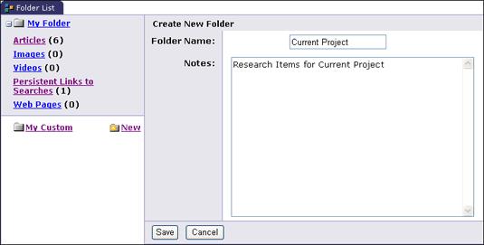 Managing Custom Folders and Folder Items To create a folder: 1. Ensure that you are logged in to My Student Research Center and then click the Folder link located at the top right of the screen.