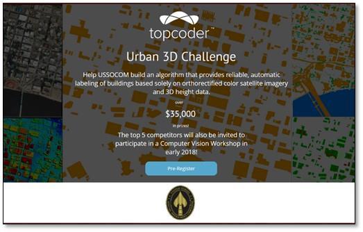 Urban 3D Challenge on TopCoder Pre-registration: 25 Sep, 2017 Challenge Duration: 9 Oct 4 Dec, 2017 Final Results: 5 Jan, 2018