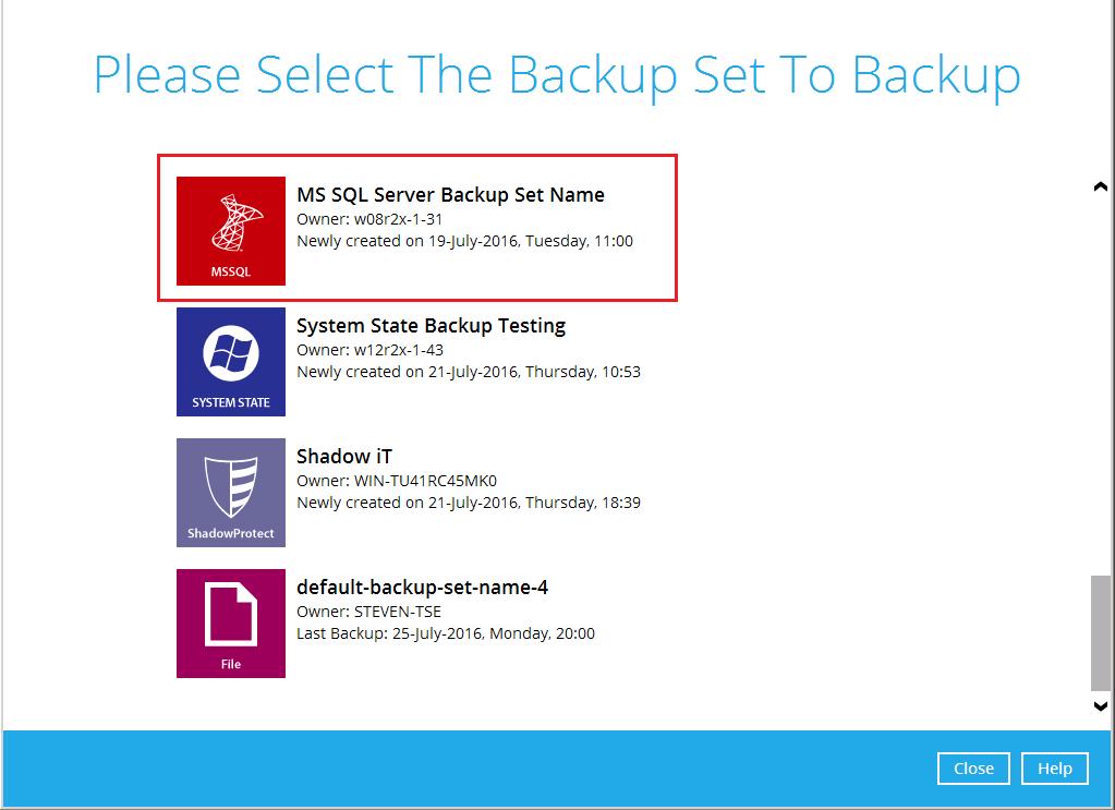 Click the Backup icon on the main interface of