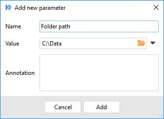 The Folder Path parameter type A new parameter type, Folder path, is similar to File path but is intended for specifying folder locations.