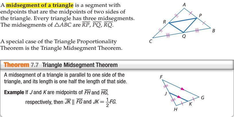 Midsegment of a triangle We have not gone over this in class, but it is on your semester test.