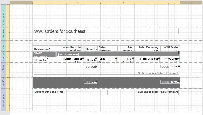 Script Editor Chart Designer Design Surface The Design Surface displays the report that is being in the Report Designer. Figure 3.2.