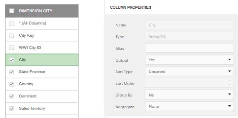 Figure 3.21. Data column options The following options are available. Name - Indicates the column name by which it is referred to in the database.