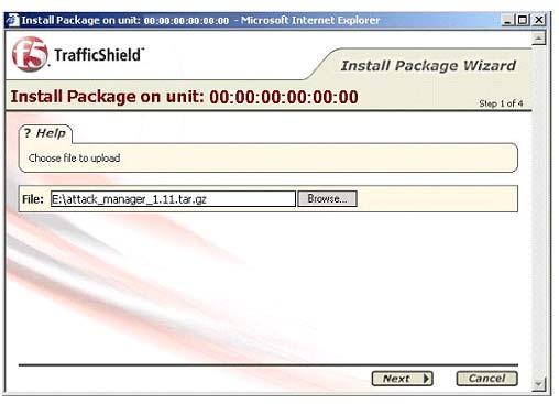 Administration Install Package Wizard Step 1: Upload the package file 1.