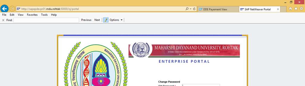 Step 5 After first time logon candidate have to change his/her password for future