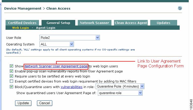 Client Login Overview Chapter 1 Web Login Figure 1-4 Web Login General Setup Web login users see the login and logout pages, quarantine role or blocked access pages and Nessus scan vulnerability