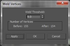 The Weld Threshold is how close the vertices have to be to each other in order for the Weld to recognize what you want it to do. The two vertices I have selected are too far from each other to weld.