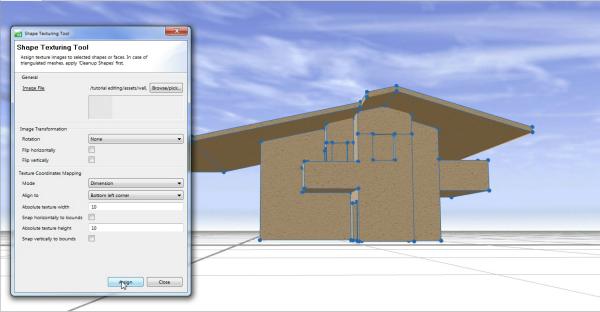 5. Enter 10 for both values and click Assign. 6. Texture the roof now.