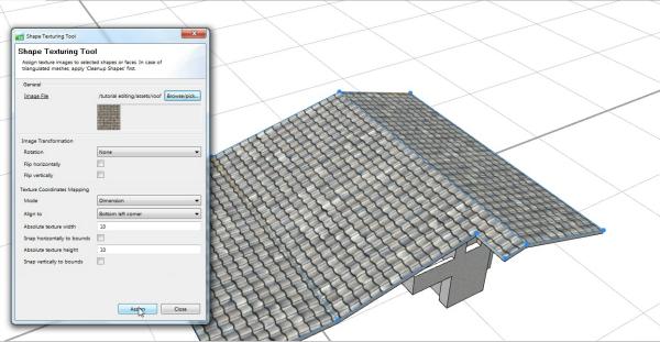 Pick the roof in the texture tool, and click Assign. 8. Let s now do doors and windows. Select two windows. 9.