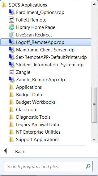 4 Click Logoff_RemoteApp.rdp. Your Remote session is now ended.
