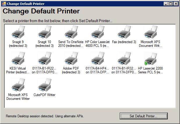 4 Don t click anything on this dialog box! Please wait patiently for this dialog box to disappear. The Change Default Printer box will appear shortly.
