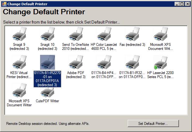 5 Click the desired printer. 6 Click Set Default Printer.