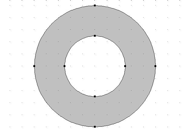 6 Click the Build Selected button ( ). The object dif1 is created by subtracting the smaller circle from the larger circle.