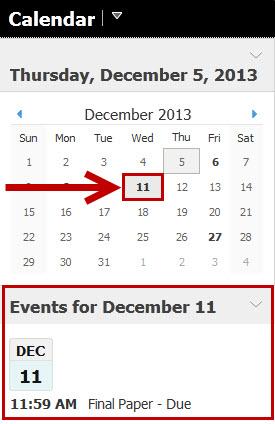2. The events for the day chosen will appear underneath the Calendar (See Figure 18). Figure 18 3.