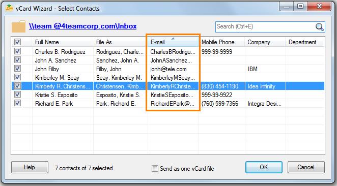 While using Contacts Picker you can also: Sort your contacts by any column.