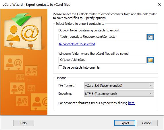 Import vcard files to