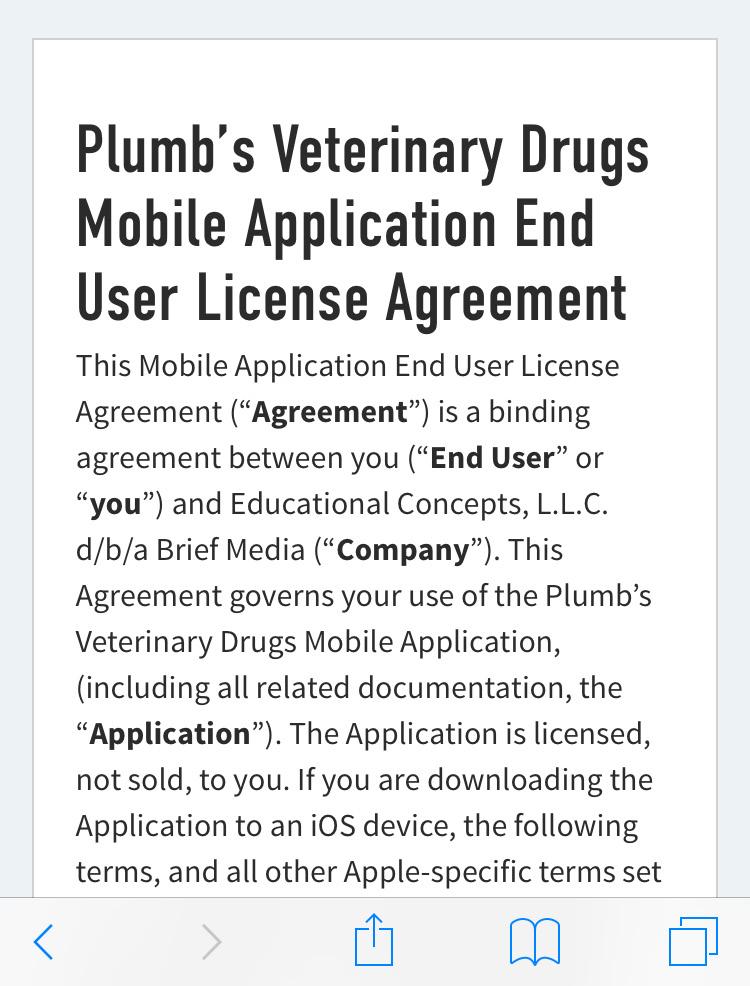 License Agreement: This section contains all information regarding the mobile app license