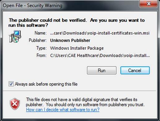 The certificate is either downloaded to your web browser s default download location, or you will be prompted for the location where the installer should be downloaded.