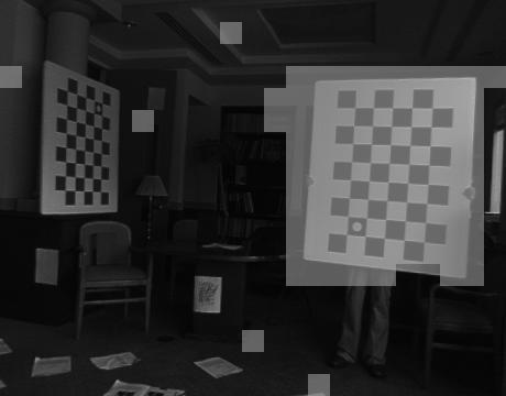 The checkerboard and the camera were moved by hand.