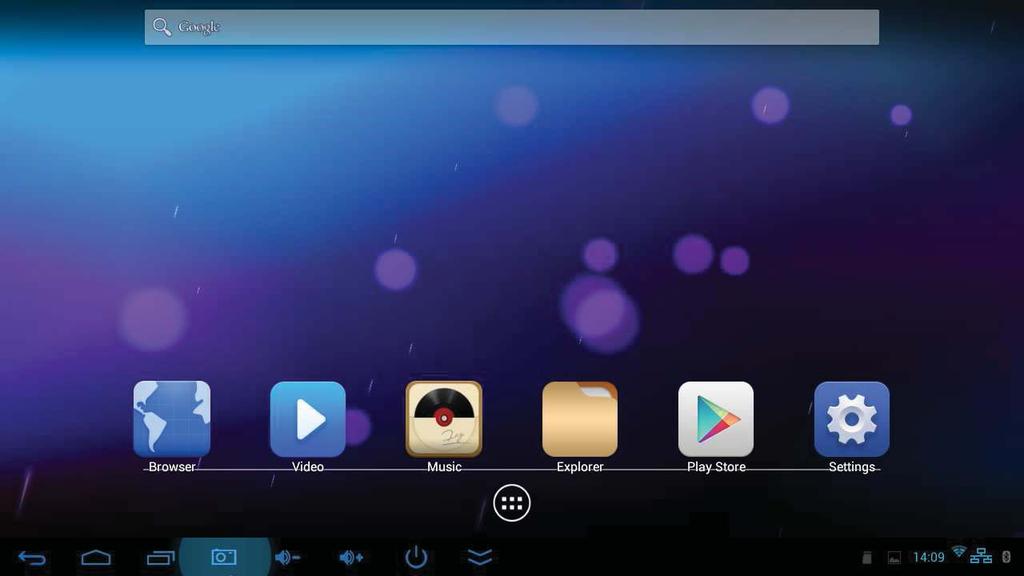 English Point of View SmartTV-500 Center - Android 4.2 2.0 Introduction to Google Android 4.2 2.1 The Desktop The main area of interest will be the desktop itself.