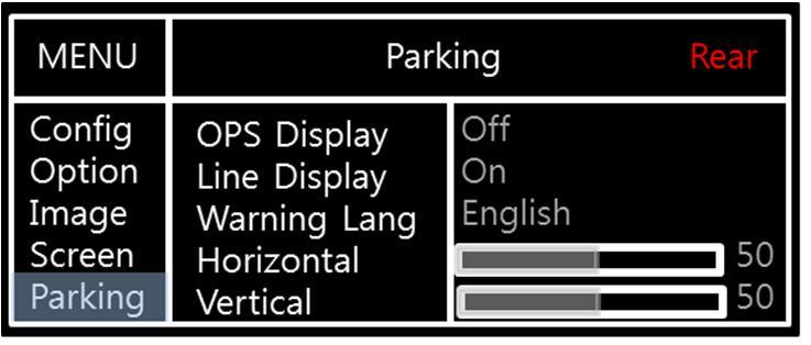 4. OSD Menu Parking line Press MENU button on Key board -Setting to display screen when switching to the D gear from the R gear(p.13) 1.