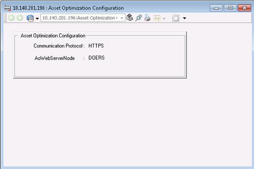 Configuration Section 3 Configuration Figure 40. Asset Optimization Configuration Aspect-Main View Communication Protocol.