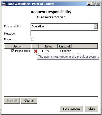 Section 4 Operation Transfer of Responsibility If the user in the subscriber system is not mapped in the provider system, the error message will be displayed in the Status column (see Figure 54).