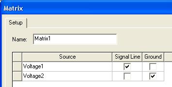 Assign Executive Parameters Assign Capacitance Computation Select the menu item Maxwell2D Parameters Assign Matrix In Matrix window 1. Voltage1 Signal Line: Checked 2. Voltage2 Ground: Checked 3.