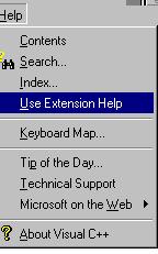 Getting Help F1 Help The framework of VC++ implements F1 help for windows, dialog boxes, message boxes, menus and toolbar buttons.