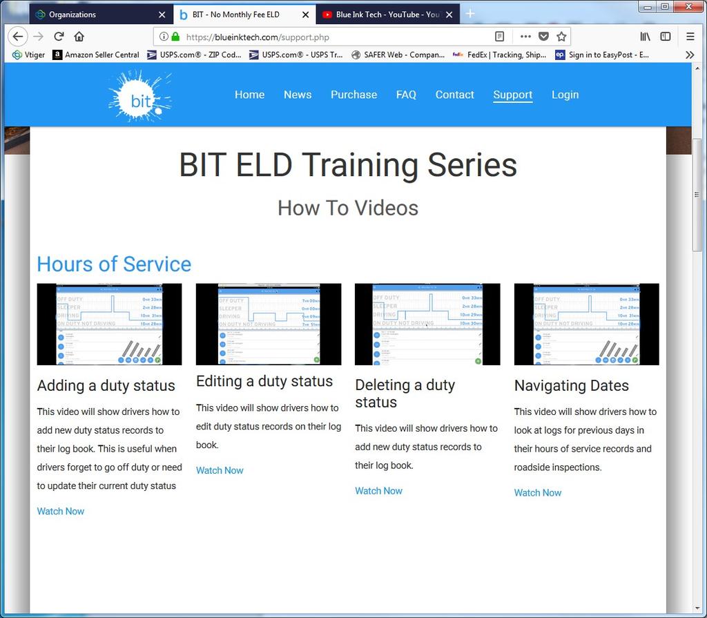 How To Videos The Blue Ink Tech Training Series offers detailed videos to guide BIT ELD users through the app and web portal features.