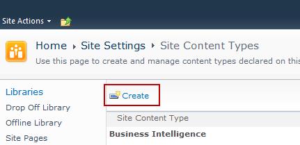 3. In the Site Content Types