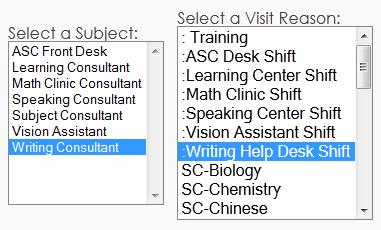 Now select the Center Student Work and click Log In. Select Subject & Reason as shown below and click Continue (or press enter).