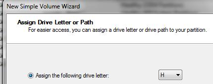 e) In order to make the drive accessible to any image copying application you must assign a drive letter to the destination drive.