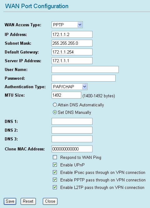 Set DNS Manually: Select to enter DNS manually. DNS 1~3: The DNS should be set to the address provided by your ISP.