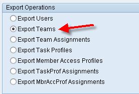 3. Next, select the appropriate radio button for Export Teams. 4.