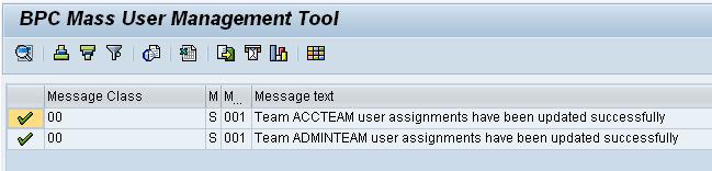 The new team user assignments are then updated for the AppSet and a message screen