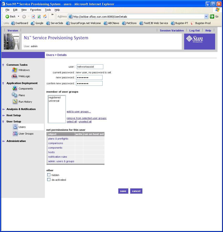 Figure 8 shows the browser interface with the fields filled-in. Figure 8 - Identifying users to the Master Server.