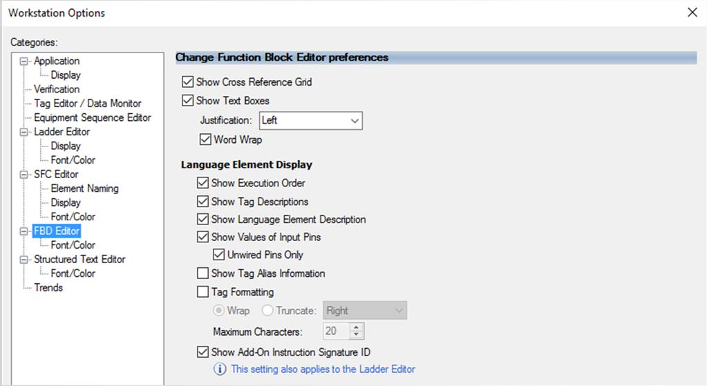 Logix Designer Function Block Editor Instruction Options for Additional