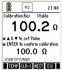 Make sure the meter is in resistivity measurement mode. 2. Press CAL (F2) to go to calibration mode. 3.