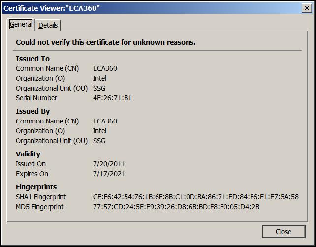 .. dialog opens. b. Click More Information... The Page Info dialog opens. c. On the Security tab, click View Certificate.